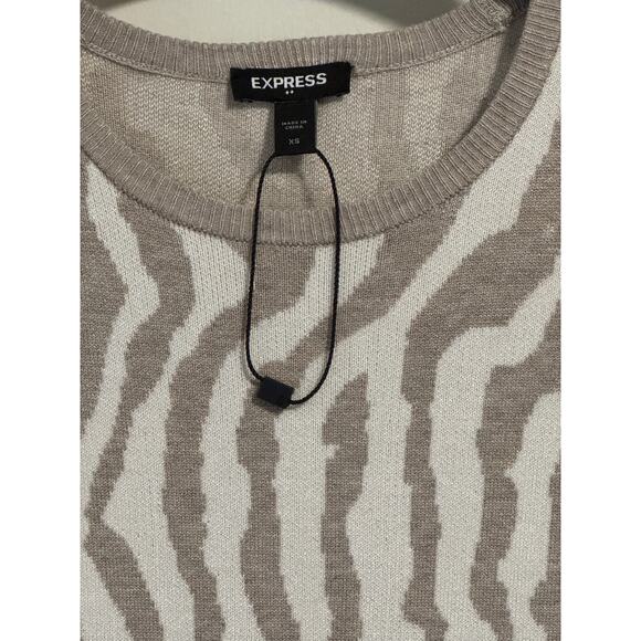 Express BODYCON taupe & ivory zebra print sweater dress NWOT - Picture 4 of 8